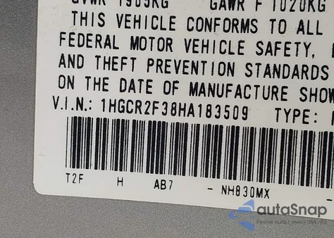 2017 Honda Accord Lx from USA, damaged, VIN 1HGCR2F38HA183509